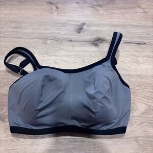 Natori 731050 High Impact Sports Bra Grey Black 32DD Coolmax Adjustable Straps